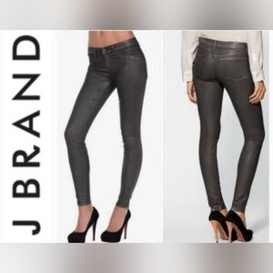J Brand Wax Coated Skinny Stretch Jeans in Gray Fog Sz 27